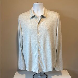 Theory Men's Light Gray Casual Button Down Shirt